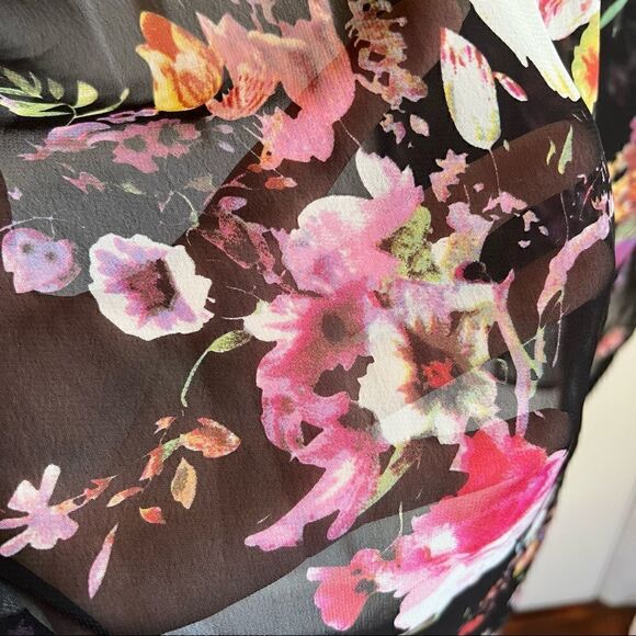 Women's Floral Chiffon Kimono Cardigan Summer Blouse Swimsuit Beach Cover up - Picture 4 of 6